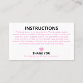 Roze Waterverf Inkt Ingrediënten Instructies Visitekaartje (Achterkant)