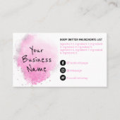 Roze Waterverf Inkt Ingrediënten Instructies Visitekaartje (Voorkant)