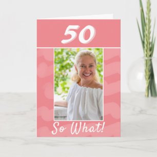 Roze Waterverf Inspirerend Foto 50th Birthday Kaart