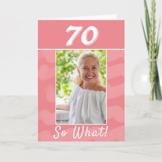 Roze Waterverf Inspirerend Foto 70th Birthday Kaart (Voorkant)