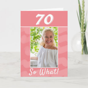Roze Waterverf Inspirerend Foto 70th Birthday Kaart