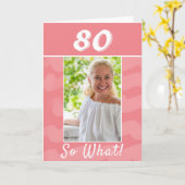 Roze Waterverf Inspirerend foto 80ste verjaardag Kaart (Gele Bloem)