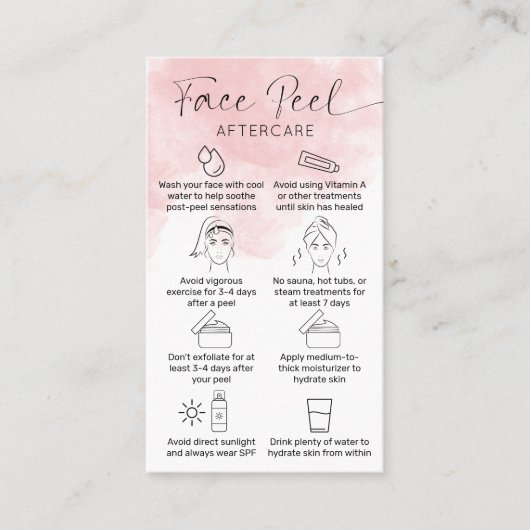 Roze Waterverf Instructies voor de behandeling van Visitekaartje (Voorkant)