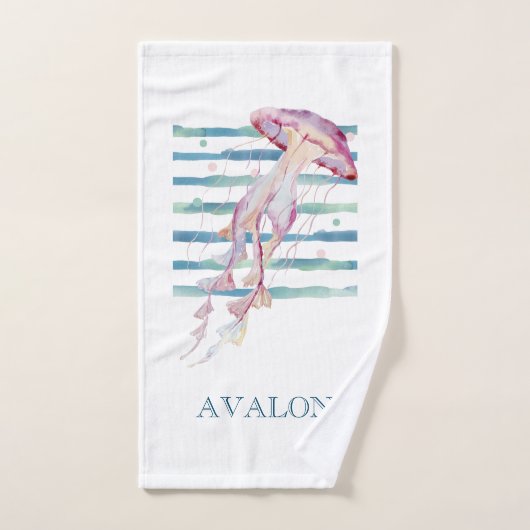 Roze Waterverf JELLYFISH Beach Coastal AVALON Bad Handdoek (Handdoek)
