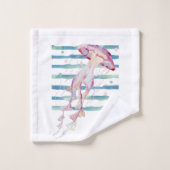 Roze Waterverf JELLYFISH Beach Coastal AVALON Bad Handdoek (Wasdoekje)