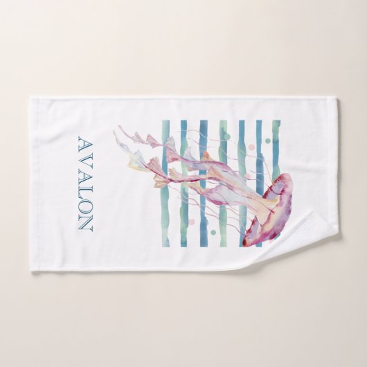 Roze Waterverf JELLYFISH Beach Coastal AVALON Bad Handdoek (Handdoek)
