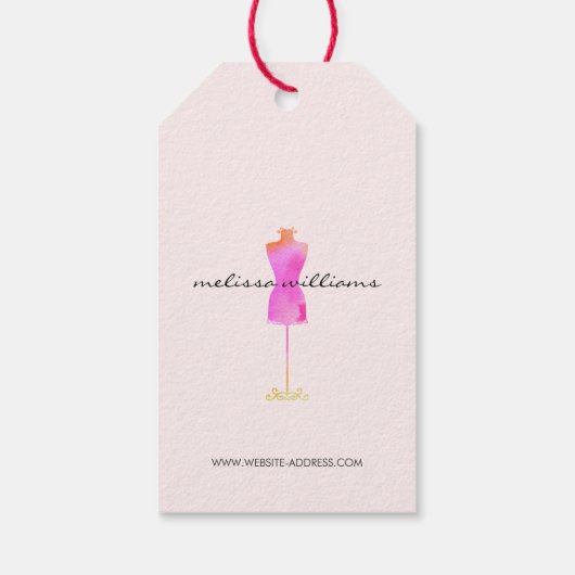 Roze Waterverf Jurk Mannequin Boutique II Cadeaulabel (Achterkant)