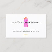 Roze Waterverf Jurk Mannequin Mode Boutique Visitekaartje (Voorkant)