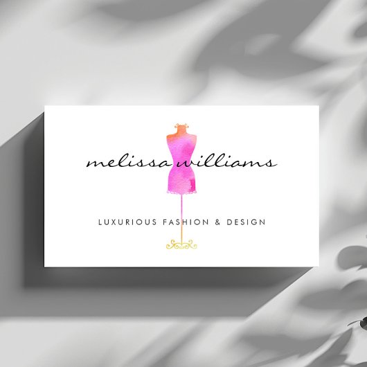 Roze Waterverf Jurk Mannequin Mode Boutique Visitekaartje
