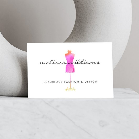 Roze Waterverf Jurk Mannequin Mode Boutique Visitekaartje