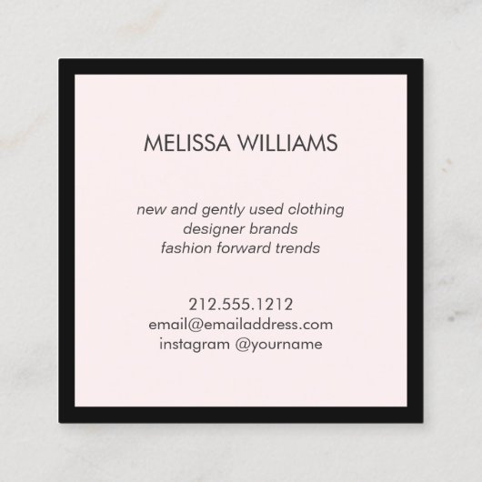 Roze Waterverf Jurk Mannequin Poshmark Verkoper II Vierkante Visitekaartje (Achterkant)