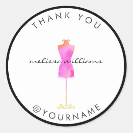 Roze Waterverf Jurk Mannequin Poshmark Verkoper Ronde Sticker