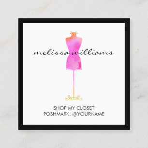 Roze Waterverf Jurk Mannequin Poshmark Verkoper Vierkante Visitekaartje