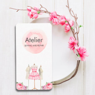 Roze Waterverf Jurk Mannequin Visitekaartje