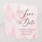 Roze Waterverf kalligrafie Bieden de data op Kaart (Voorkant / Achterkant)