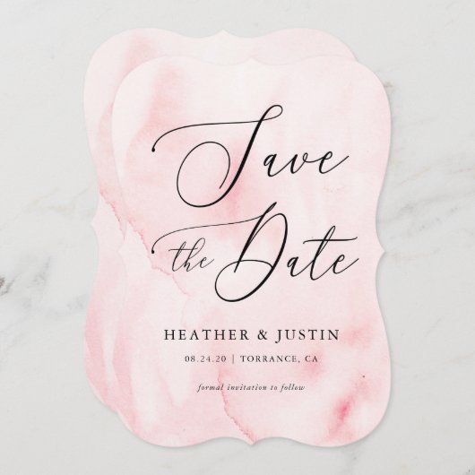 Roze Waterverf kalligrafie Bieden de data op Kaart (Voorkant / Achterkant)