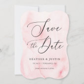 Roze Waterverf kalligrafie Bieden de data op Kaart (Voorkant)