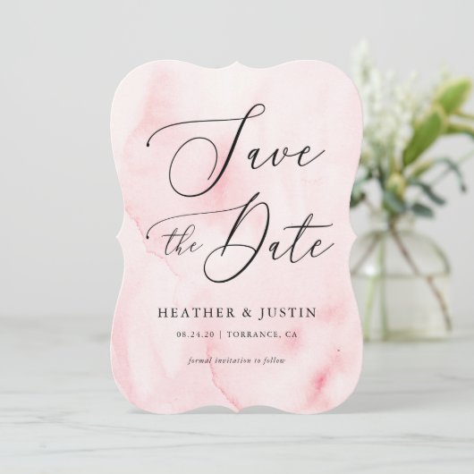 Roze Waterverf kalligrafie Bieden de data op Kaart (Staand voorkant)