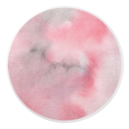 Roze Waterverf Keramische Knop (Voorkant)