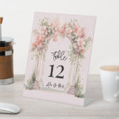 Roze Waterverf Kerk Trouwtafel Nummer Reclamebord Met Voetstuk (Insitu)