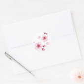 Roze Waterverf Kersenbloesem Patroon Ronde Sticker (Envelop)