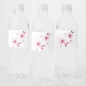 Roze Waterverf Kersenbloesem Patroon Waterfles Etiket (Flessen)