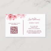 Roze Waterverf Kersenbloesems Zwart Visitekaartje (Achterkant)