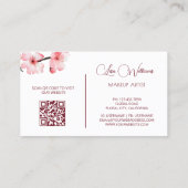 Roze Waterverf Kersenbloesems Zwart Visitekaartje (Achterkant)