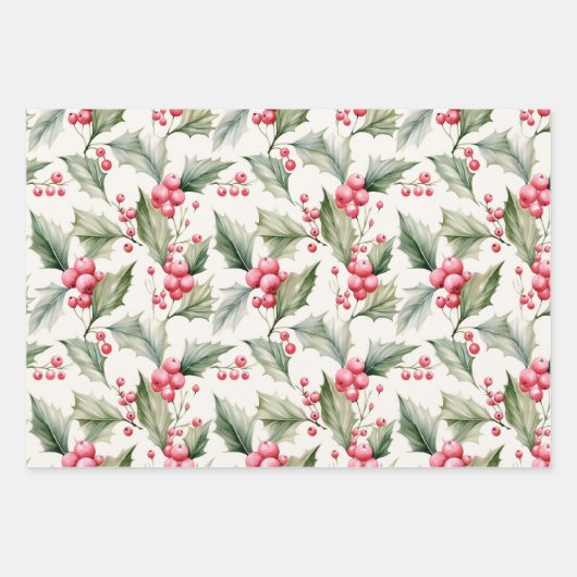 Roze waterverf kerst inpakpapier vel (Voorkant 3)