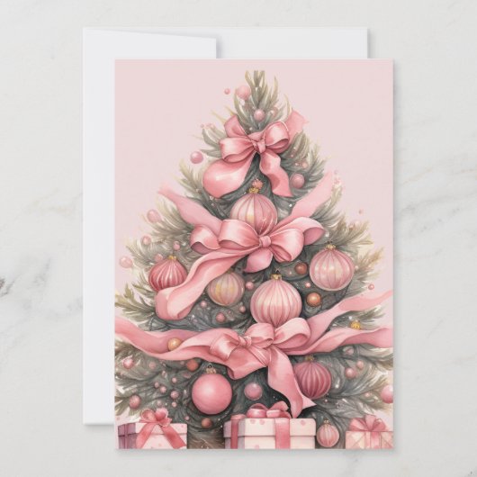 Roze waterverf Kerst Kaart (Achterkant)