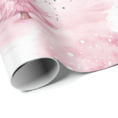 Roze Waterverf kerstbomen Cadeaupapier (Rol Hoek)