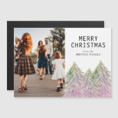 Roze Waterverf kerstboom artistieke fotokaart (Voorkant / Achterkant)