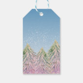 Roze Waterverf kerstboom Cadeaulabel (Achterkant)