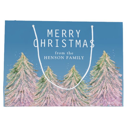 Roze Waterverf kerstboom Groot Cadeauzakje (Achterkant)