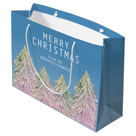 Roze Waterverf kerstboom Groot Cadeauzakje (Achterkant Gekanteld)