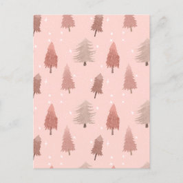 Roze waterverf kerstboom illustratie feestdagenkaart