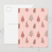 Roze waterverf kerstboom illustratie feestdagenkaart (Voorkant / Achterkant)