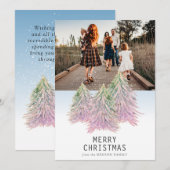 Roze Waterverf kerstboom Kunstfoto-ingang Feestdagenkaart (Voorkant / Achterkant)