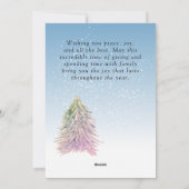 Roze Waterverf kerstboom Kunstfoto-ingang Feestdagenkaart (Achterkant)