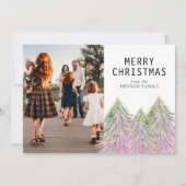 Roze Waterverf kerstboom Kunstfoto-ingang Feestdagenkaart (Voorkant)