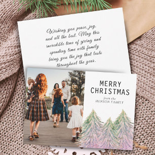 Roze Waterverf kerstboom Kunstfoto-ingang Feestdagenkaart