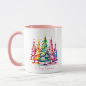 Roze Waterverf kerstboom Mok (Links)
