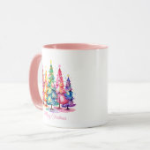 Roze Waterverf kerstboom Mok (Voorkant links)