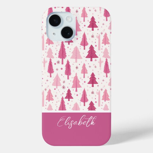 Roze Waterverf kerstboompatroon Case-Mate iPhone Case (Achterkant)