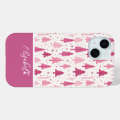 Roze Waterverf kerstboompatroon Case-Mate iPhone Case (Achterkant (horizontaal))