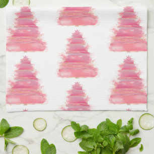 Roze Waterverf kerstboomthee Theedoek
