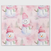 Roze Waterverf Kerstman Cadeaupapier (Vlak)