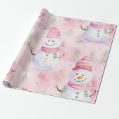 Roze Waterverf Kerstman Cadeaupapier (Uitgerold)
