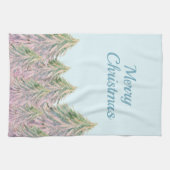 Roze Waterverf kerstmis winterbosboom Theedoek (Horizontaal)