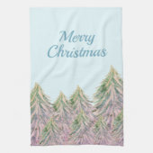 Roze Waterverf kerstmis winterbosboom Theedoek (Verticaal)